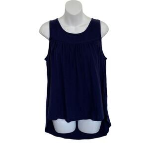 Gap Top Womens Medium Blue‎ Loose Fit Hi-Lo Tunic Top Sleeveless Tie Bow Accent